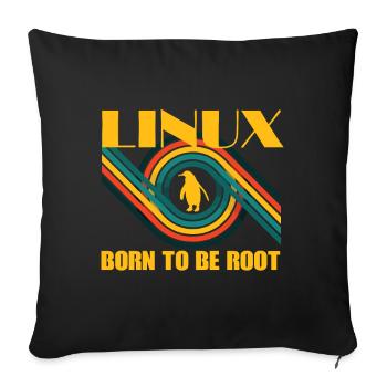 Né pour être Root Linux Retro Penguin Nerd Geek - Housse de coussin décorative 45 x 45 cm - noir - Devant