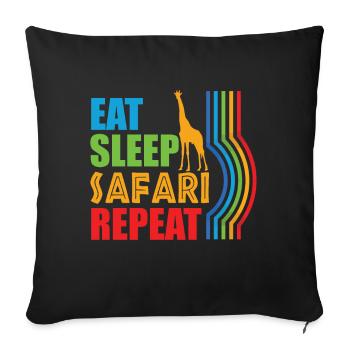 Manger Sleep Safari Répéter Afrique Girafe - Housse de coussin décorative 45 x 45 cm - noir - Devant