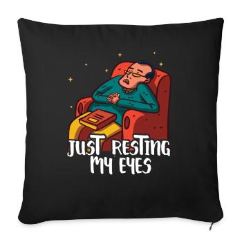 Je ne repose que mes yeux du Père Papa Papi - Housse de coussin décorative 45 x 45 cm - noir - Devant