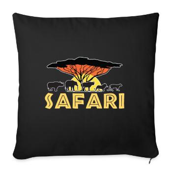 Safari in Africa Elephant Rhino Lion - Sofa pillowcase 17,3'' x 17,3'' (45 x 45 cm) - black - Front