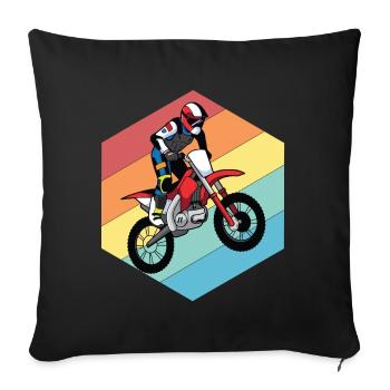 Moto Retro Race Motocross Offroad - Housse de coussin décorative 45 x 45 cm - noir - Devant