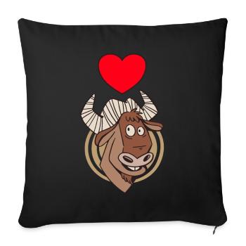 Gnu Antilope Afrika Tier mit Herz - Sofakissenbezug 45 x 45 cm - Schwarz - Vorne