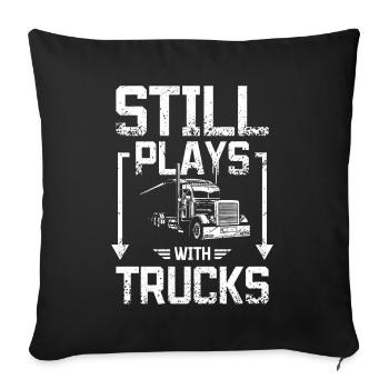 Still plays with trucks - Sofakissenbezug 45 x 45 cm - Schwarz - Vorne