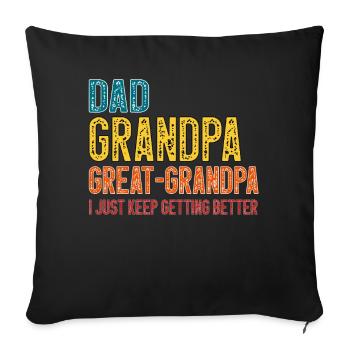 Papa Grand-père Arrière-grand-père Fête des pères - Housse de coussin décorative 45 x 45 cm - noir - Devant