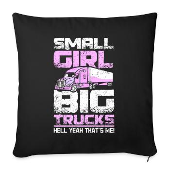 Petite fille gros camions - Housse de coussin décorative 45 x 45 cm - noir - Devant