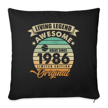 1986 Anniversaire Retro Orginal - Housse de coussin décorative 45 x 45 cm - noir - Devant