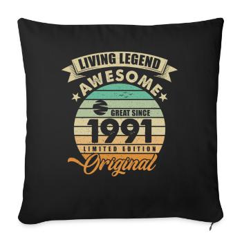 1991 Anniversaire Retro Orginal - Housse de coussin décorative 45 x 45 cm - noir - Devant