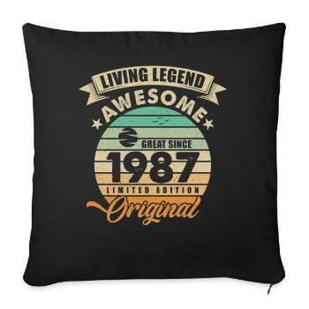 1987 Anniversaire Retro Orginal - Housse de coussin décorative 45 x 45 cm - noir - Devant