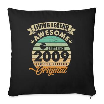 2009 Birthday - Sofa pillowcase 17,3'' x 17,3'' (45 x 45 cm) - black - Front