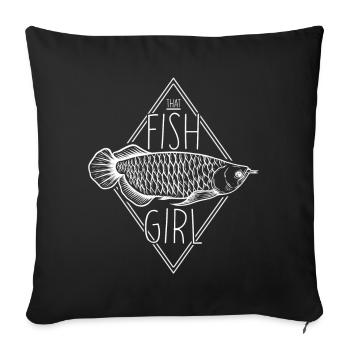Cette fish girl tropical fish keeper - Housse de coussin décorative 45 x 45 cm - noir - Devant