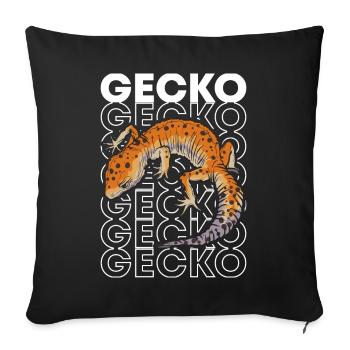 Leopard Gecko 80's Reptile Keeper Gecko Propriétaire - Housse de coussin décorative 45 x 45 cm - noir - Devant