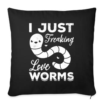 Nice worm I only love damn worms - Sofa pillowcase 17,3'' x 17,3'' (45 x 45 cm) - black - Front