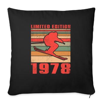 Ski skier Skier Sport Birthday 1978 - Sofa pillowcase 17,3'' x 17,3'' (45 x 45 cm) - black - Front