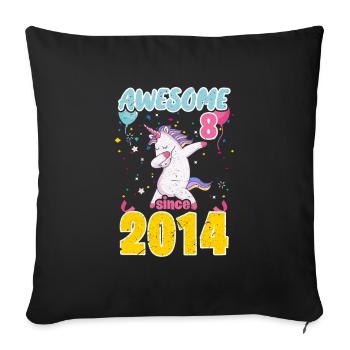 8th Birthday Unicorn - Sofa pillowcase 17,3'' x 17,3'' (45 x 45 cm) - black - Front