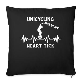 Monocycle Unicycle Rider Heartbeat Unicycle cascade - Housse de coussin décorative 45 x 45 cm - noir - Devant