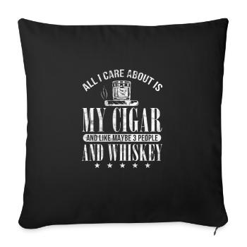 Zigarre Whiskey - Sofakissenbezug 45 x 45 cm - Schwarz - Vorne