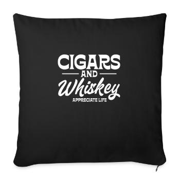 Cigar Whiskey Smoking Smoking Cigar Gift - Sofa pillowcase 17,3'' x 17,3'' (45 x 45 cm) - black - Front