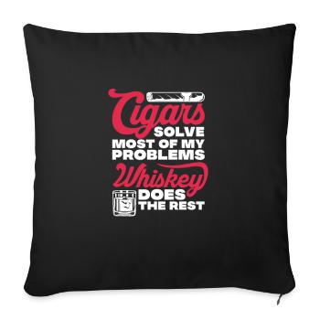 Zigarre Whiskey Rauchen Raucher Zigarren Geschenk - Sofakissenbezug 45 x 45 cm - Schwarz - Vorne
