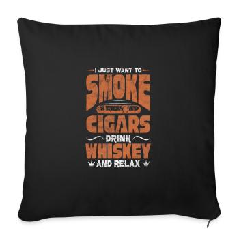 Zigarre Whiskey - Sofakissenbezug 45 x 45 cm - Schwarz - Vorne
