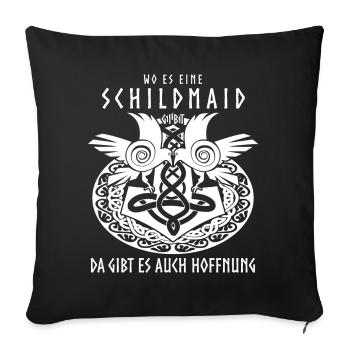 Schildmaid Wikinger Frau Berserker - Sofakissenbezug 45 x 45 cm - Schwarz - Vorne