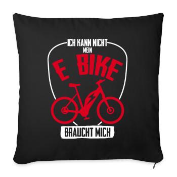 EBike elektrisches Fahrrad E-MTB E-Bike - Sofakissenbezug 45 x 45 cm - Schwarz - Vorne