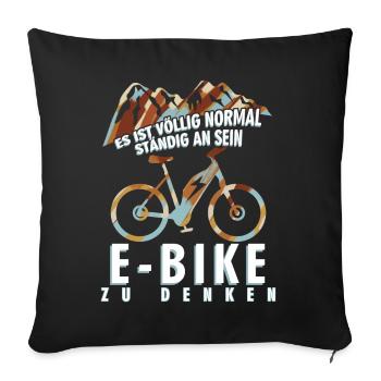 EBike elektrisches Fahrrad Strom E-Bike - Sofakissenbezug 45 x 45 cm - Schwarz - Vorne