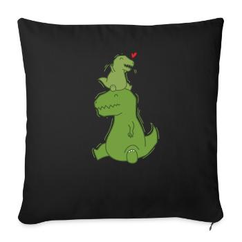 Dino Papa with small T-Rex dinosaur - Sofa pillowcase 17,3'' x 17,3'' (45 x 45 cm) - black - Front