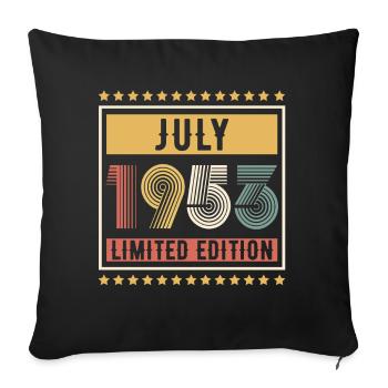 Vintage July 1953 Limited Edition Birthday - Sofa pillowcase 17,3'' x 17,3'' (45 x 45 cm) - black - Front