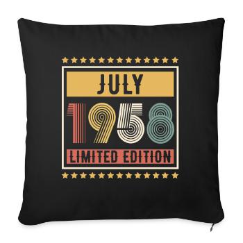 Vintage July 1958 Limited Edition Birthday - Sofa pillowcase 17,3'' x 17,3'' (45 x 45 cm) - black - Front