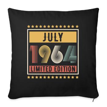 Vintage July 1964 Limited Edition Birthday - Sofa pillowcase 17,3'' x 17,3'' (45 x 45 cm) - black - Front