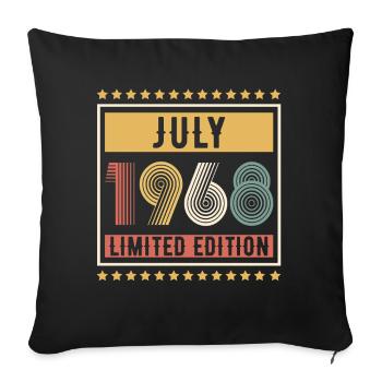 Vintage July 1968 Limited Edition Birthday - Sofa pillowcase 17,3'' x 17,3'' (45 x 45 cm) - black - Front