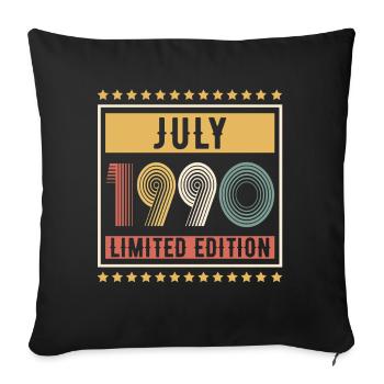 Vintage July 1990 Limited Edition Birthday - Sofa pillowcase 17,3'' x 17,3'' (45 x 45 cm) - black - Front