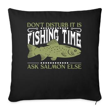 Lachs Pun Angeln - Sofakissenbezug 45 x 45 cm - Schwarz - Vorne