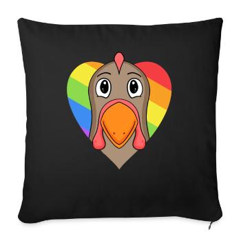 LGBT Animal Chicken Rainbow Heart - Sofa pillowcase 17,3'' x 17,3'' (45 x 45 cm) - black - Front