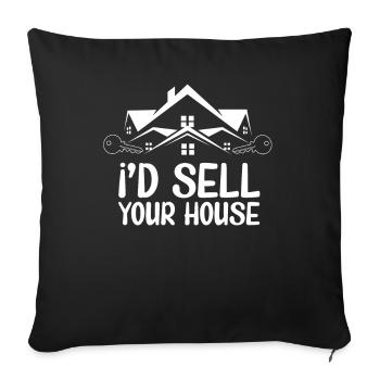 Je vendrais votre maison agent immobilier - Housse de coussin décorative 45 x 45 cm - noir - Devant