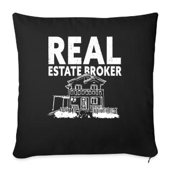 Real Estate Agents Real Estate Houses Sale - Sofa pillowcase 17,3'' x 17,3'' (45 x 45 cm) - black - Front