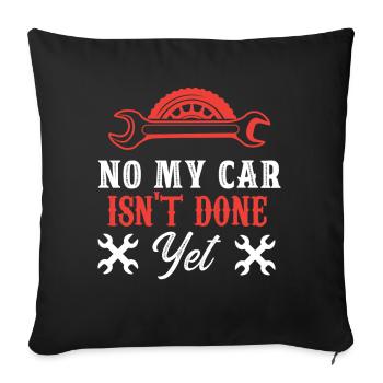 Non Ma voiture n’est pas encore terminée Mécanicien - Housse de coussin décorative 45 x 45 cm - noir - Devant