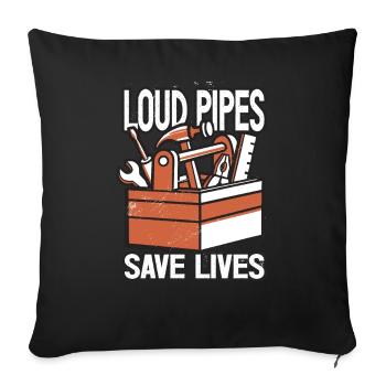 Loud exhaust systems save lives car mechanics - Sofa pillowcase 17,3'' x 17,3'' (45 x 45 cm) - black - Front