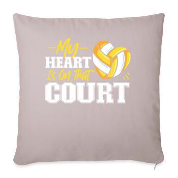 Équipe de volley-ball Mon cœur est - Housse de coussin décorative 45 x 45 cm - taupe clair - Devant