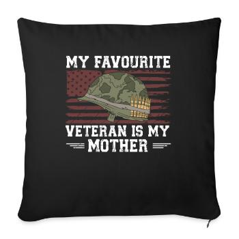 Mon vétéran préféré est ma mère militaire - Housse de coussin décorative 45 x 45 cm - noir - Devant