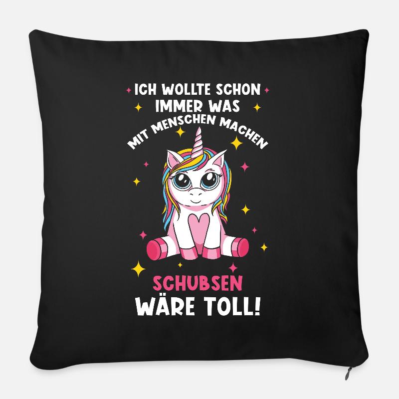 Einhorn Sprüche Lustiges Einhorn Damen Mädchen - Sofakissenbezug 45 x 45 cm - Schwarz