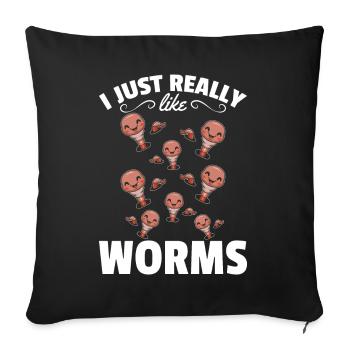 Compost worm lover Happy Worm I like worms - Sofa pillowcase 17,3'' x 17,3'' (45 x 45 cm) - black - Front