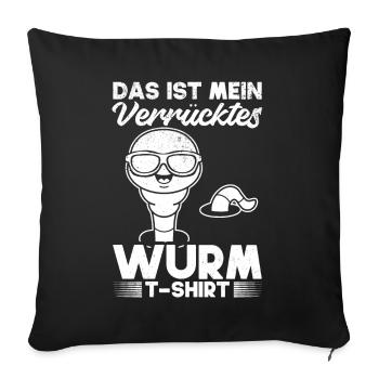 Das Ist Mein Verrücktes Wurm T-Shirt Wurm - Sofakissenbezug 45 x 45 cm - Schwarz - Vorne