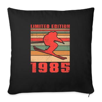 Skieurs Ski de fond Sports d’hiver 1985 - Housse de coussin décorative 45 x 45 cm - noir - Devant