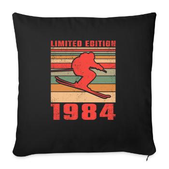 Cross-country skiing Skier's birthday 1984 - Sofa pillowcase 17,3'' x 17,3'' (45 x 45 cm) - black - Front