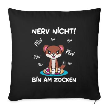 Bin am Zocken Gaming Wiesel - Sofakissenbezug 45 x 45 cm - Schwarz - Vorne