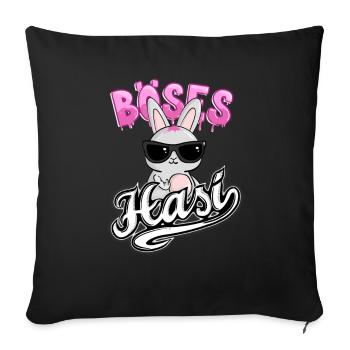 Das Böse Hasi mit cooler Sonnenbrille zeigt den - Sofakissenbezug 45 x 45 cm - Schwarz - Vorne