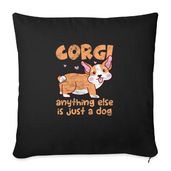Welsh Corgi Dog Dog Dog Race Cadeau - Housse de coussin décorative 45 x 45 cm - noir - Devant