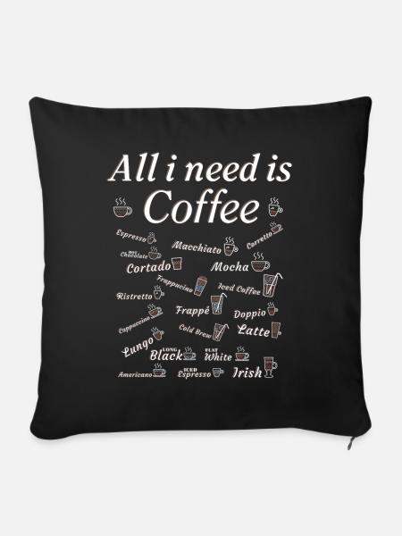 Kaffee Sammlung Kaffeetrinker Kaffeeliebhaber - Sofakissenbezug 45 x 45 cm - Schwarz
