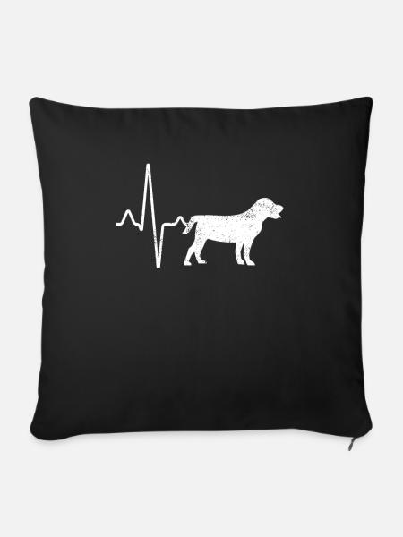 Hund Herzschlag - Sofakissenbezug 45 x 45 cm - Schwarz